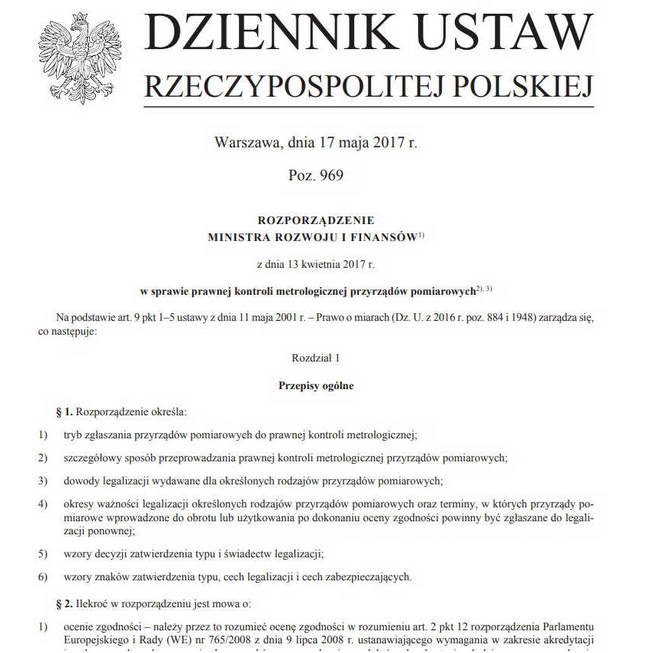 Rozporządzenie dotyczące legalizacji wag – przepisy metrologiczne